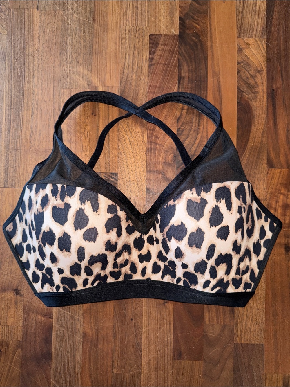 Victorias Secret Sports Bra with Black Mesh Straps